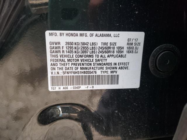Photo 10 from auction – 2017 HONDA PILOT EXL with VIN 5FNYF6H51HB055476
