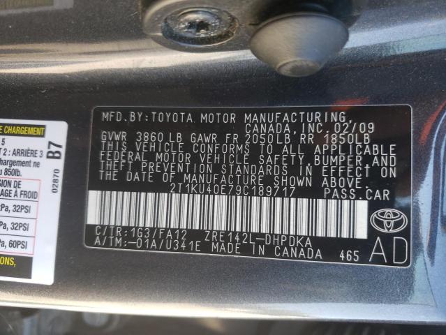 Photo 10 from auction – 2009 TOYOTA COROLLA MA with VIN 2T1KU40E79C189717