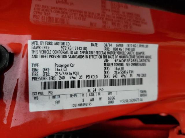 Photo 10 from auction – 2014 FORD FOCUS SE with VIN 1FADP3F25EL387678