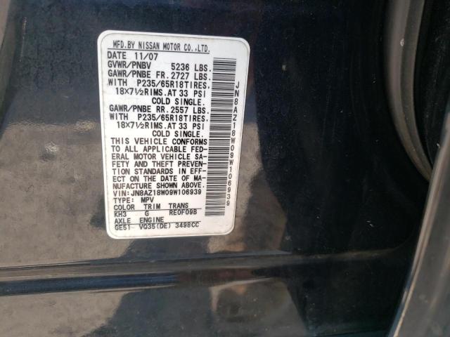 Photo 10 from auction – 2009 NISSAN MURANO S with VIN JN8AZ18W09W106939