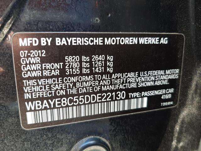 Photo 10 from auction – 2013 BMW 750 LI with VIN WBAYE8C55DDE22130