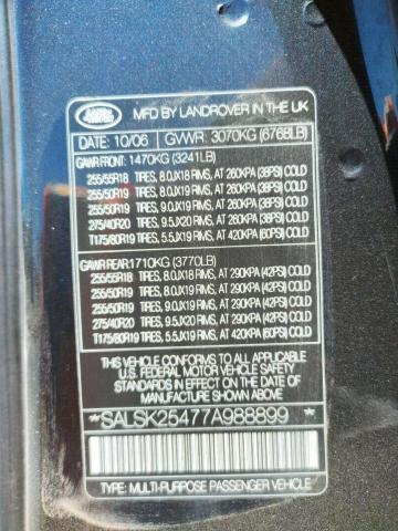 Photo 10 from auction – 2007 LAND ROVER RANGE ROVE with VIN SALSK25477A988899