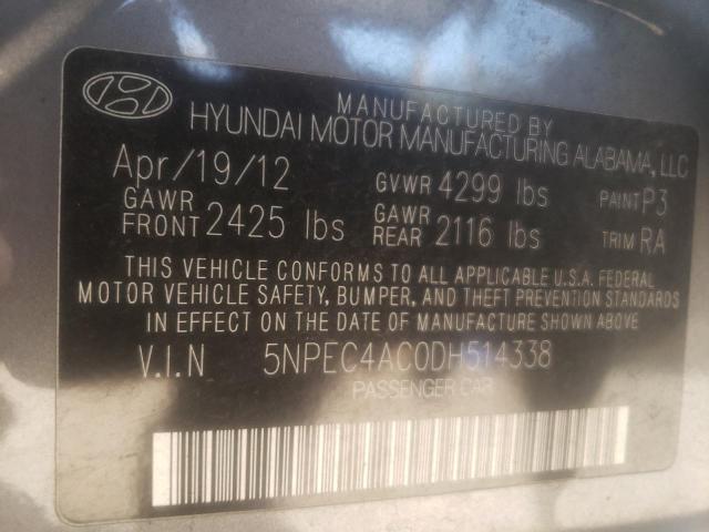 Photo 10 from auction – 2013 HYUNDAI SONATA SE with VIN 5NPEC4AC0DH514338