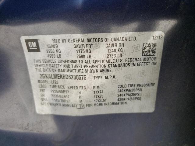Photo 10 from auction – 2013 GMC TERRAIN SL with VIN 2GKALMEK6D6230575