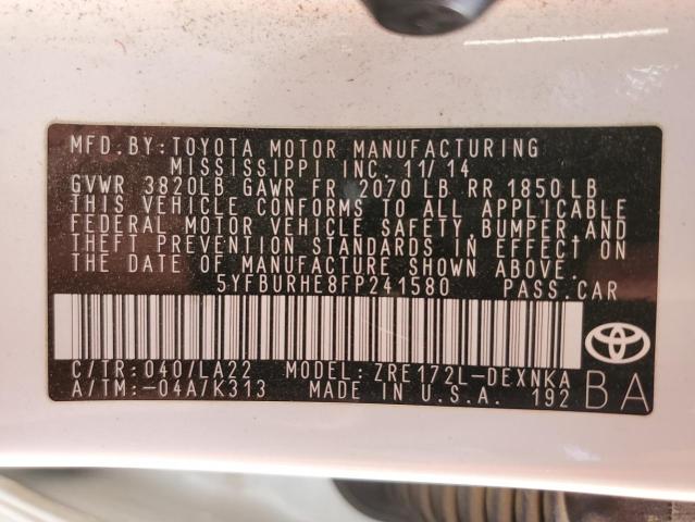 Photo 10 from auction – 2015 TOYOTA COROLLA L with VIN 5YFBURHE8FP241580