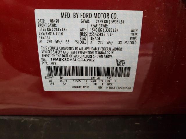 Photo 10 from auction – 2020 FORD EXPLORER X with VIN 1FMSK8DH3LGC43102