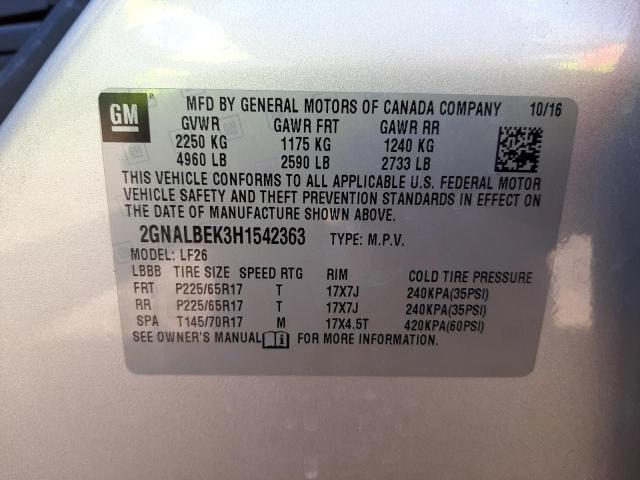 Photo 10 from auction – 2017 CHEVROLET EQUINOX LS with VIN 2GNALBEK3H1542363