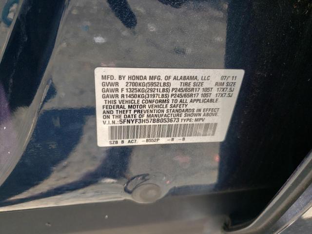Photo 10 from auction – 2011 HONDA PILOT EXL with VIN 5FNYF3H57BB053673