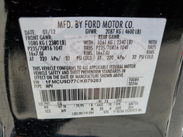 Photo 10 from auction – 2012 FORD ESCAPE XLT with VIN 1FMCU9D77CKB79283