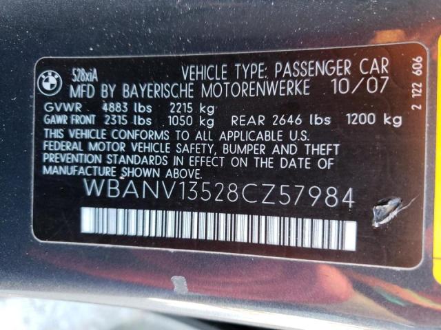 Photo 10 from auction – 2008 BMW 528 XI with VIN WBANV13528CZ57984