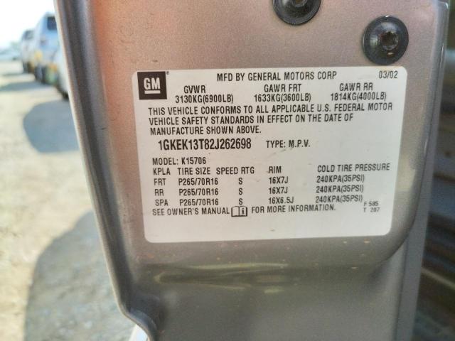 Photo 10 from auction – 2002 GMC YUKON with VIN 1GKEK13T82J262698