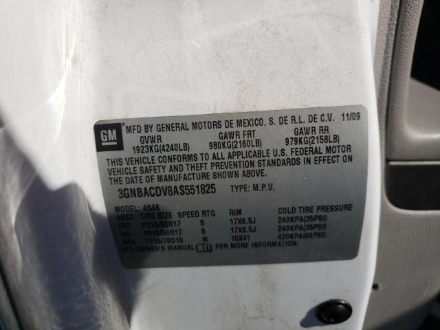Photo 10 from auction – 2010 CHEVROLET HHR LT with VIN 3GNBACDV8AS551825