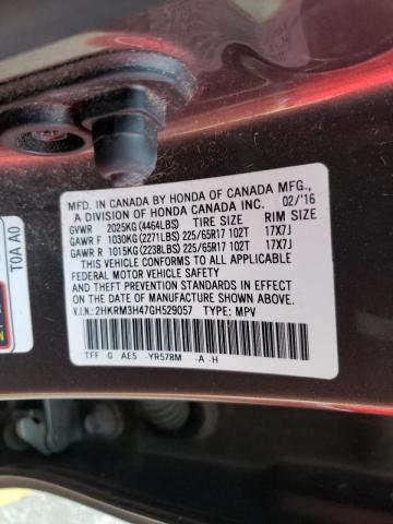 Photo 10 from auction – 2016 HONDA CR-V SE with VIN 2HKRM3H47GH529057