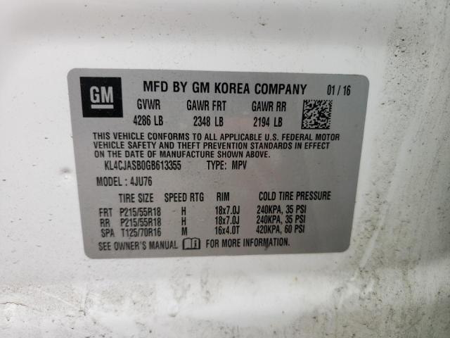 Photo 10 from auction – 2016 BUICK ENCORE with VIN KL4CJASB0GB613355