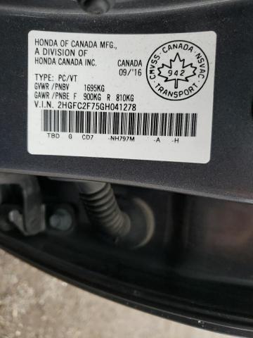 Photo 10 from auction – 2016 HONDA CIVIC EX with VIN 2HGFC2F75GH041278