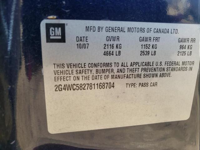 Photo 10 from auction – 2008 BUICK LACROSSE C with VIN 2G4WC582781168704