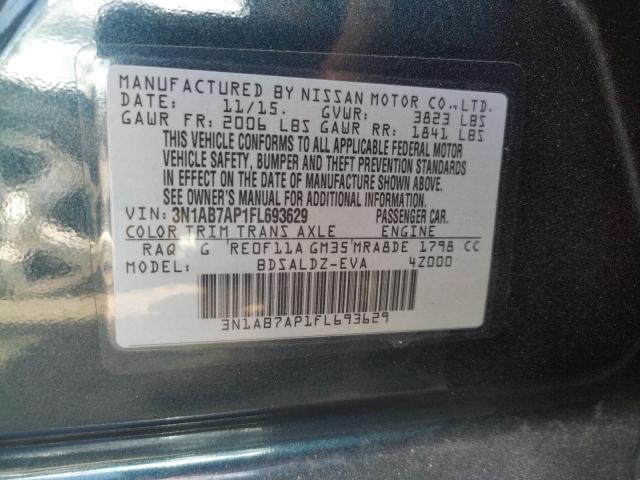 Photo 10 from auction – 2015 NISSAN SENTRA S with VIN 3N1AB7AP1FL693629