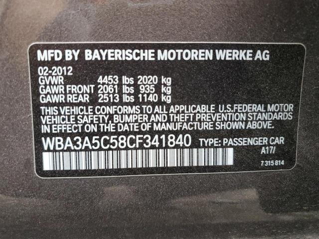 Photo 10 from auction – 2012 BMW 328 I with VIN WBA3A5C58CF341840