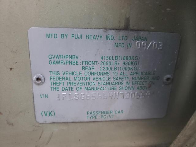 Photo 10 from auction – 2004 SUBARU FORESTER 2 with VIN JF1SG65664H730559