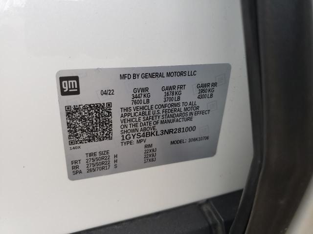Photo 10 from auction – 2022 CADILLAC ESCALADE P with VIN 1GYS4BKL3NR281000