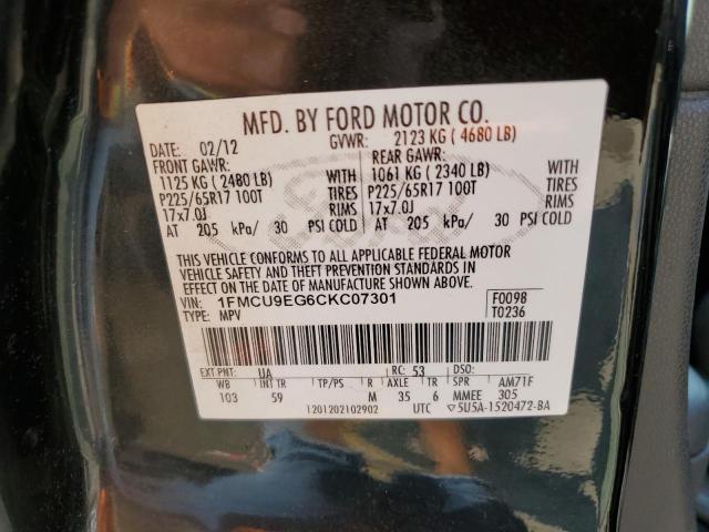 Photo 10 from auction – 2012 FORD ESCAPE LIM with VIN 1FMCU9EG6CKC07301