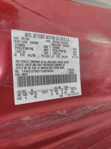 Photo 10 from auction – 2001 FORD EXPLORER S with VIN 1FMYU70E11UB70532