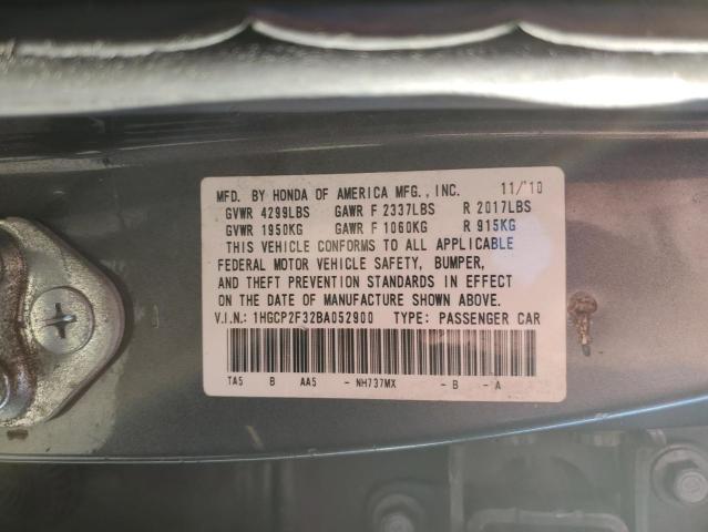 Photo 10 from auction – 2011 HONDA ACCORD LX with VIN 1HGCP2F32BA052900