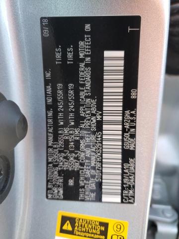 Photo 10 from auction – 2019 TOYOTA HIGHLANDER with VIN 5TDYZRFH7KS291445