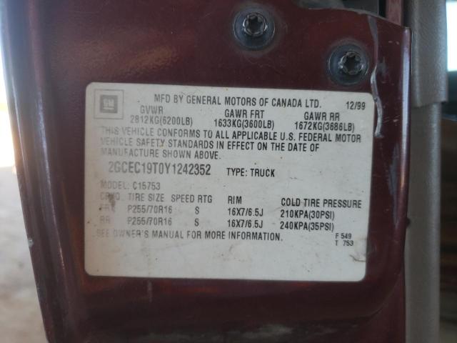 Photo 10 from auction – 2000 CHEVROLET SILVERADO with VIN 2GCEC19T0Y1242352