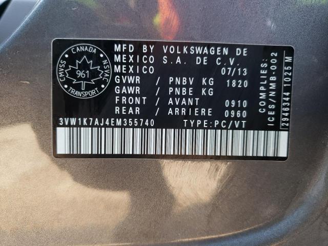Photo 10 from auction – 2014 VOLKSWAGEN JETTA BASE with VIN 3VW1K7AJ4EM355740