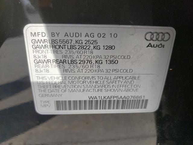 Photo 10 from auction – 2010 AUDI Q5 PREMIUM with VIN WA1LKAFP5AA076661