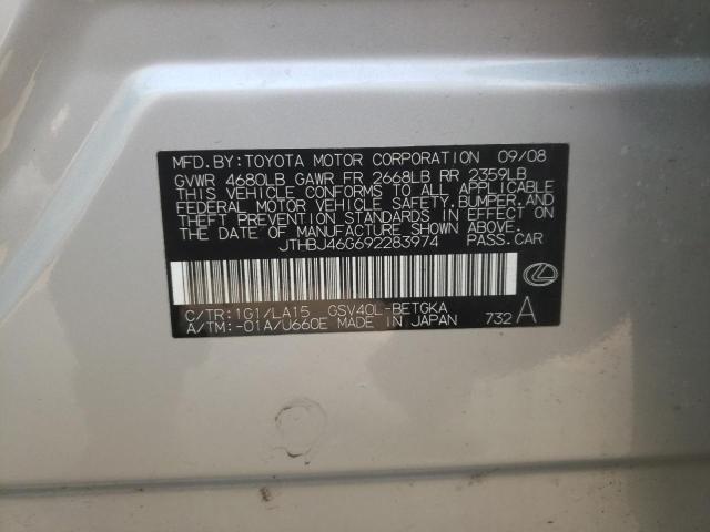 Photo 10 from auction – 2009 LEXUS ES 350 with VIN JTHBJ46G692283974