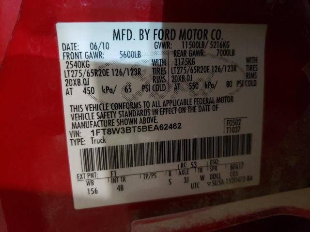 Photo 10 from auction – 2011 FORD F350 SUPER with VIN 1FT8W3BT5BEA62462
