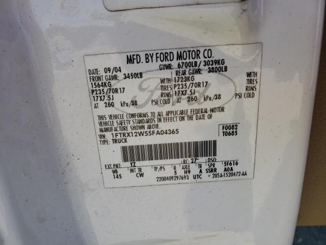 صورة رقم 10 من المزاد - 2005 FORD F150 مع VIN 1FTRX12W55FA04365