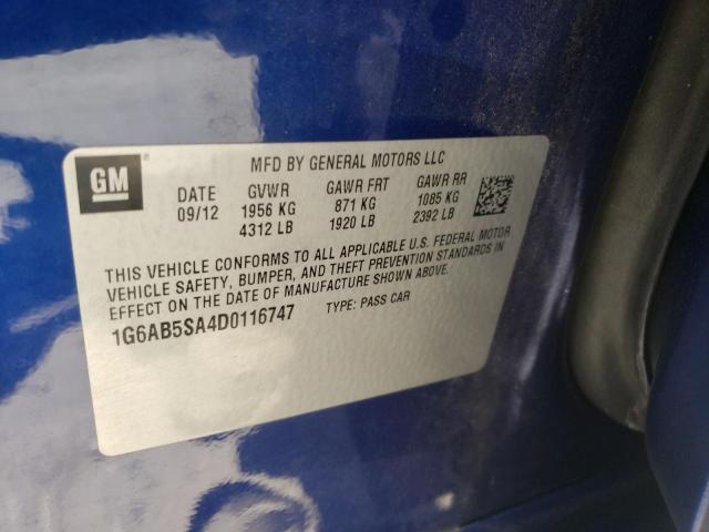 Photo 10 from auction – 2013 CADILLAC ATS LUXURY with VIN 1G6AB5SA4D0116747