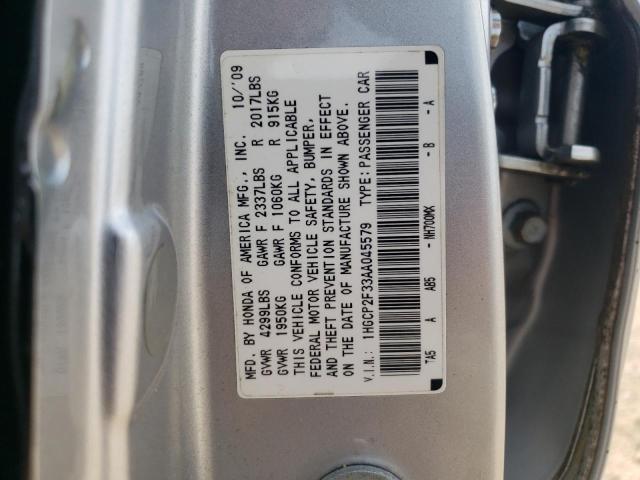Photo 10 from auction – 2010 HONDA ACCORD LX with VIN 1HGCP2F33AA045579