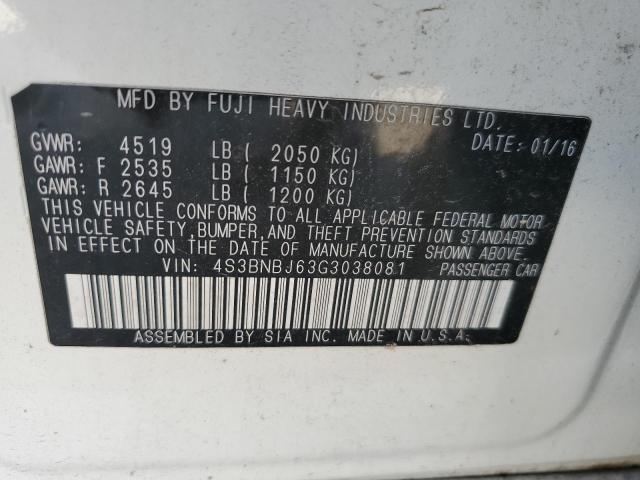 Photo 10 from auction – 2016 SUBARU LEGACY 2.5 with VIN 4S3BNBJ63G3038081