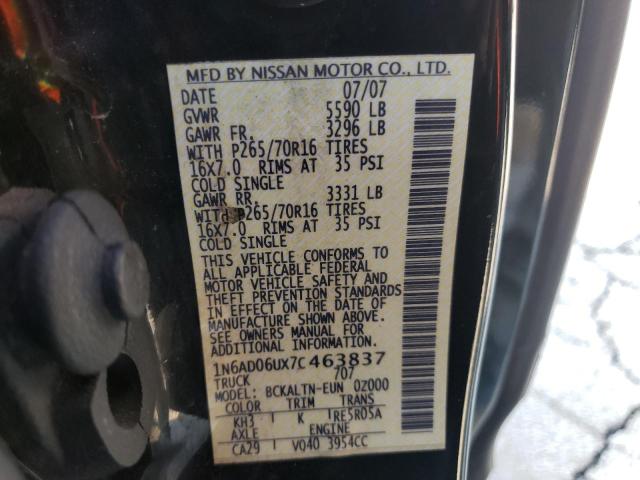 Photo 10 from auction – 2007 NISSAN FRONTIER with VIN 1N6AD06UX7C463837