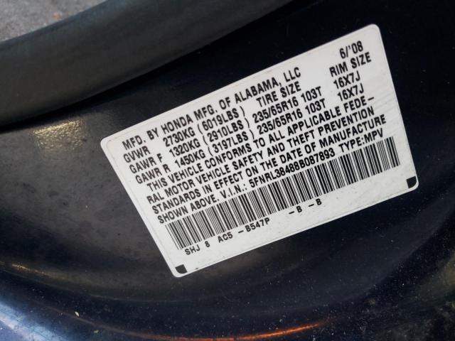 Photo 10 from auction – 2008 HONDA ODYSSEY EX with VIN 5FNRL38488B087893