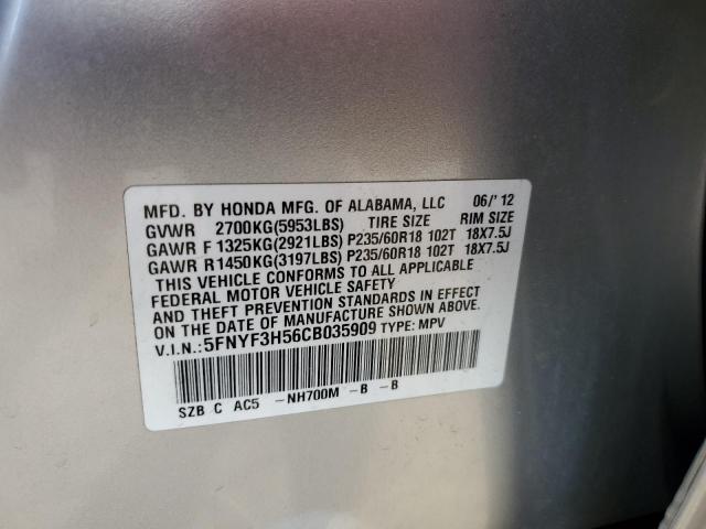 Photo 10 from auction – 2012 HONDA PILOT EXL with VIN 5FNYF3H56CB035909