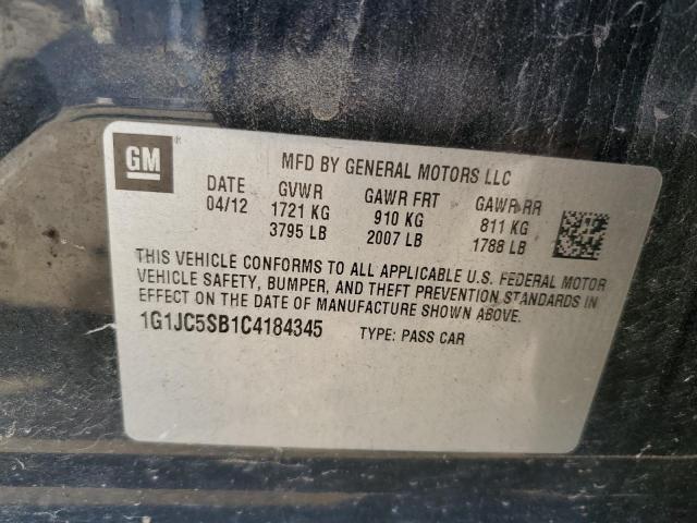 Photo 10 from auction – 2012 CHEVROLET SONIC LT with VIN 1G1JC5SB1C4184345