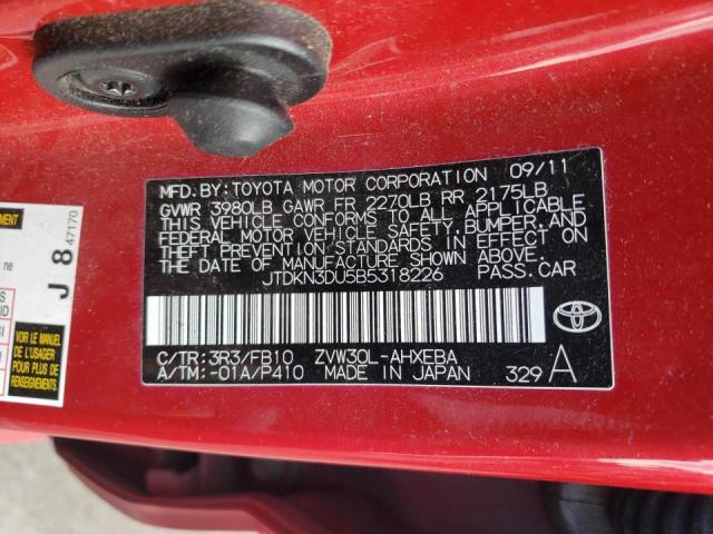 Photo 10 from auction – 2011 TOYOTA PRIUS with VIN JTDKN3DU5B5318226