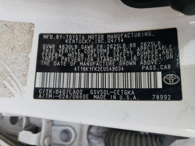 Photo 10 from auction – 2014 TOYOTA CAMRY SE with VIN 4T1BK1FK2EU549034