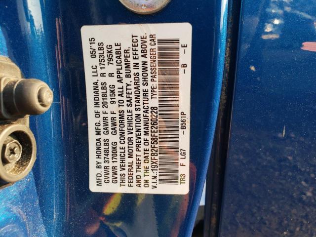 Photo 10 from auction – 2015 HONDA CIVIC LX with VIN 19XFB2F58FE260228