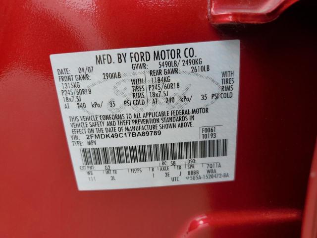 Photo 10 from auction – 2007 FORD EDGE SEL P with VIN 2FMDK49C17BA89789