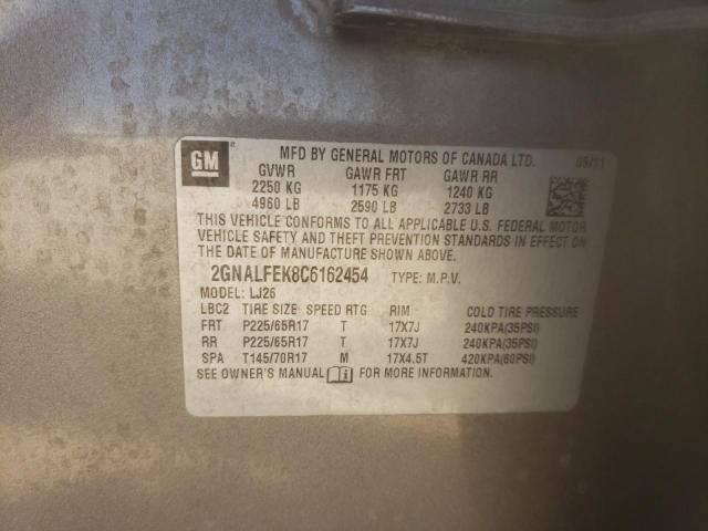 Photo 10 from auction – 2012 CHEVROLET EQUINOX LT with VIN 2GNALFEK8C6162454
