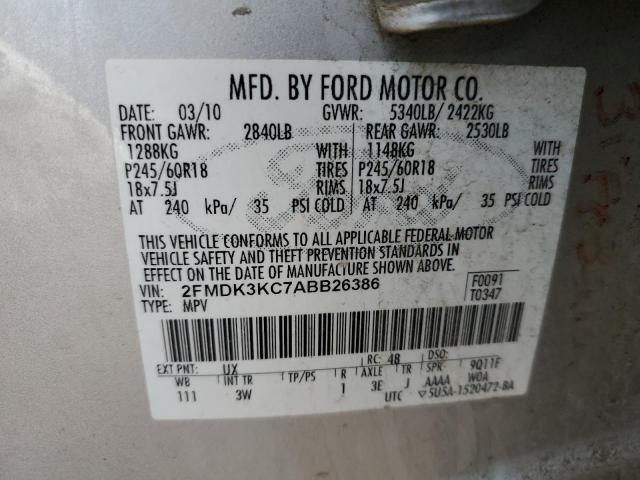 Photo 10 from auction – 2010 FORD EDGE LIMIT with VIN 2FMDK3KC7ABB26386