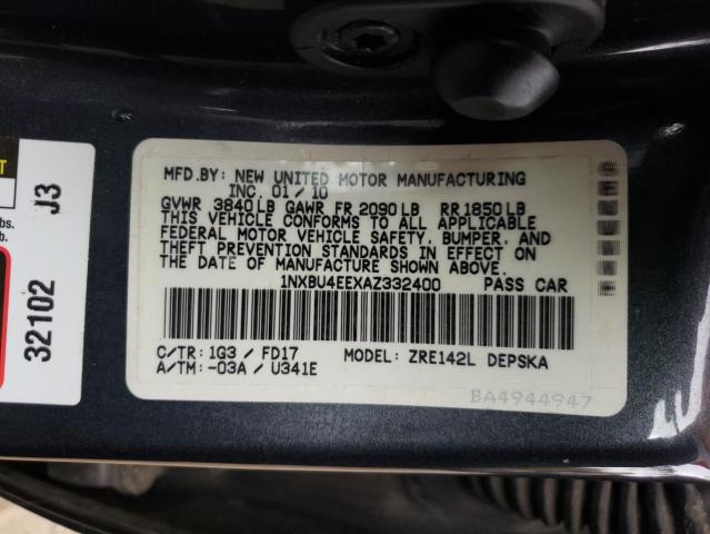 Photo 10 from auction – 2010 TOYOTA COROLLA with VIN 1NXBU4EEXAZ332400