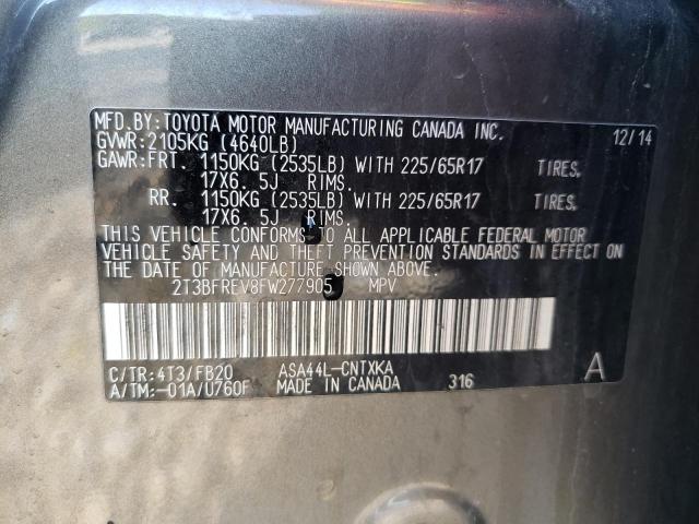 Photo 10 from auction – 2015 TOYOTA RAV4 LE with VIN 2T3BFREV8FW277905