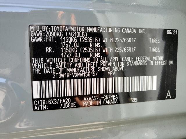 Photo 10 from auction – 2021 TOYOTA RAV4 XLE with VIN 2T3W1RFVXMW156157